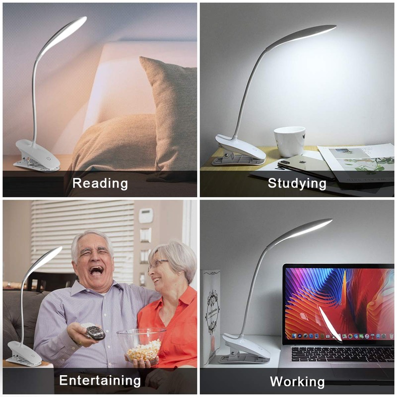 URAQT Clip Light, 3 Light Modes LED Reading Light, Bedside