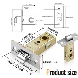 3pcs 45mm Door Latches for Internal Door Lock,Door Locks Internal Doors Latch, Internal Door Latch Door Catches for Internal Doors, Tubular Latch Interior Door Latches, Locks for Doors