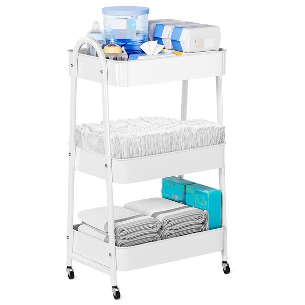 Volnamal Baby Diaper Caddy Organizer, Metal Utility Diaper Cart, Multifunction