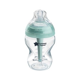 Tommee Tippee Baby Bottles, Advanced Anti-Colic Baby Bottle with Slow Flow Breast-Like Teat, 260ml, 0m+, Self-Sterilising, Baby Feeding Essentials, Pack of 1
