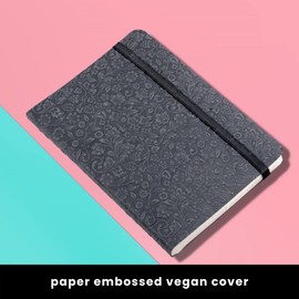 LEATHER VILLAGE Embossed Paper Cover Lined Journal Notebook - 7 x 5 Inches - 180 Pages of 90 GSM Fine Paper - Softcover Diary - Cover, 7" x 5", Gray