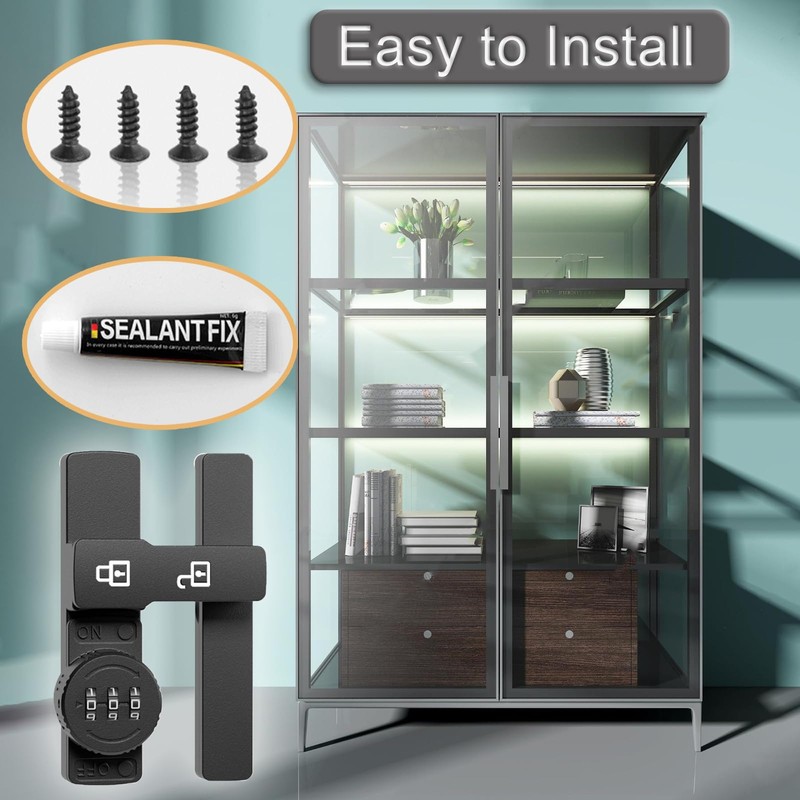 Fine jade2 Lock with Password Lock Sliding Door Lock Hasp