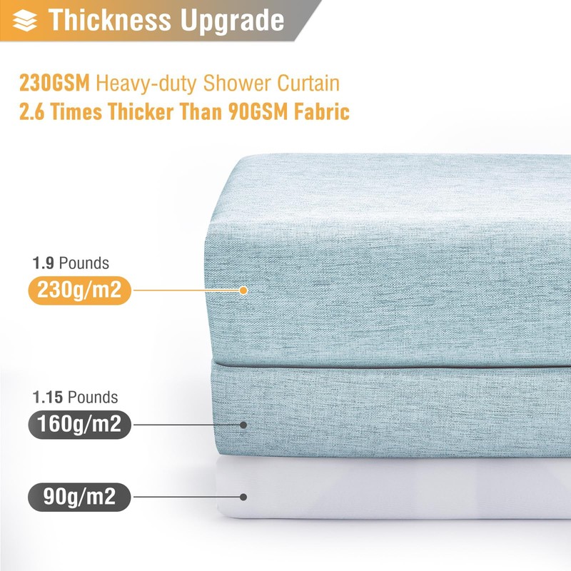 BTTN Extra Long Shower Curtain - 72x96 Inch Long Linen