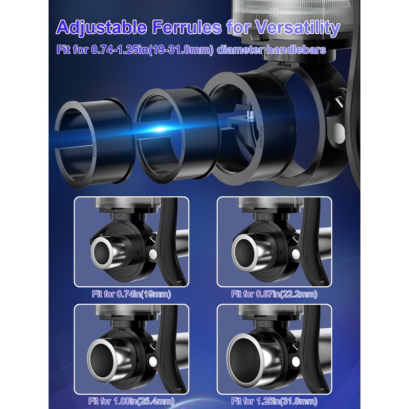 Bike Bell with RGB Lights, Bike Bell for 19-31.8mm Bicycle