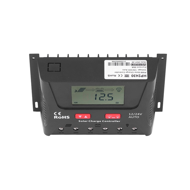 30A 12V/24V PWM Solar Charge Controller Regulator LCD Display Automatic