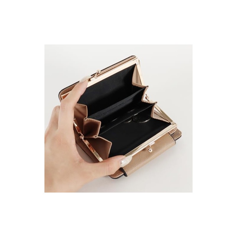 Hirokokoshino Femme Women's Bifold Wallet, Purse Brooch, Compact, Bifold, Silver,