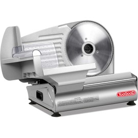 TOOGOOD 7.5" Electric Meat Slicer, with Stainless Steel Blade, 180 W, Adjustable Thickness for Home Use, Easy to Clean, Cuts Meat, Bread, Cheese and Deli (Sliver)