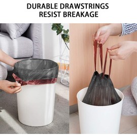 Thurbo 5 Rolls 20L Bin Bags Liners Drawstring Trash Bag, Handle Waste Bags, 75 Garbage Bag, Super Strong, Anti-drip Unscented, 45 × 50 cm （Black）