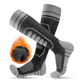 HIYATO Ski Socks Men & Women Merino Wool 2 Pairs Warm Thermal Socks Thick Terry Cloth Strong Socks for Sports, 2 Pairs | Dark Grey