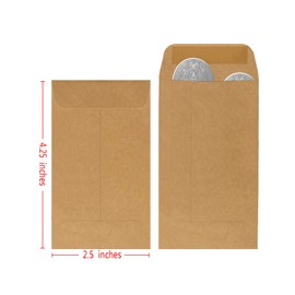 Bonfasvo 200 Pack #3 Kraft coin envelope 2.5 x 4.25 inches Kraft Envelopes Classic Small Parts Envelopes with Self Adhesive Gummed Flap for Coins Cash Credit Cards Seeds