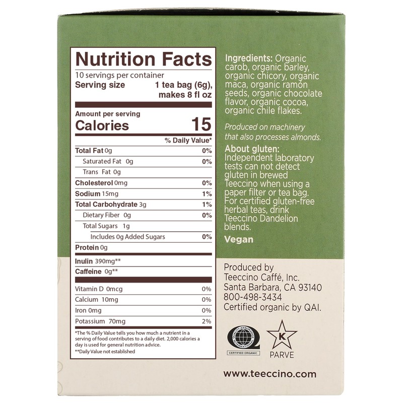 Teeccino Maca Chocolaté Herbal Tea - Rich & Roasted Herbal