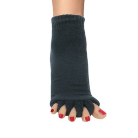 Klmnop Women Toe Separator Socks Yoga Sports GYM Foot Alignment Pain Massage Toeless Socks 1 Pair Grey