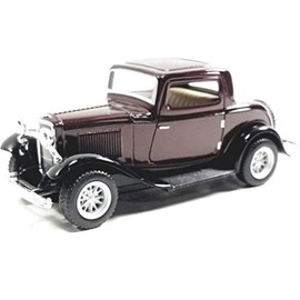 Kinsmart Ford 1932 Chocolate Brown 3 Window Coupe Hardtop 1/34 Scale Diecast Car
