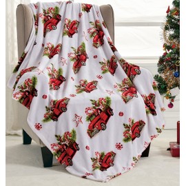 FAITH, HOPE, LOVE HOME DÉCOR Happy Holidays Microplush Throw Blanket (50" x 60") - Red Pickup Truck