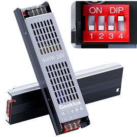 LED Power Supply Transformer 24 V Dimmable 400 W, LED Transformer 220 230 Volt AC to 24 Volt DC, LED Driver No Noise, No Flicker, IP20 Compact Extremely Thin for Strip Light 3D Printer