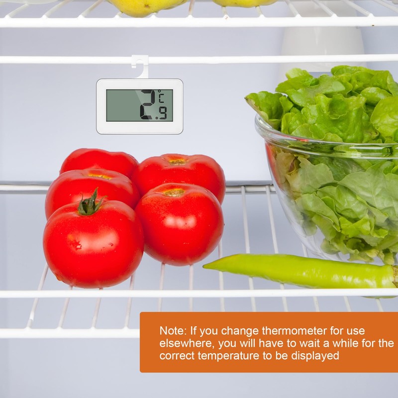AiQInu Mini Thermometer Fridge Digital, Magnetic Fridge Thermometer with Hook,