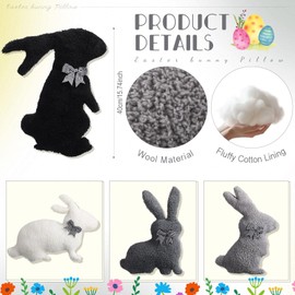 Beeveer 4 Pcs Easter Bunny Shaped Throw Pillow Rabbit Shaped Throw Pillow Bunny Plush Decorative Cushion for Sofa Couch Living Room Bedroom Home Car Office Decor 15.75 inches(Gray Series)