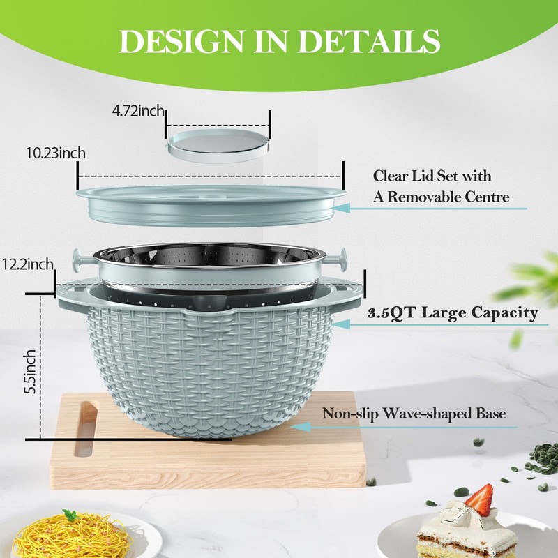 4-1 Colander with Bowl Set - Strainers for Kitchen, Food