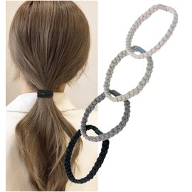 [Herbeluemily] ヘアゴム 黒 モノトーン 4本セット 髪ゴム 大人 お洒落 ベーシック シンプル C