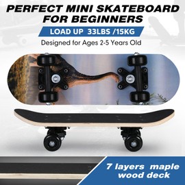 Honoson 7 Pcs Skateboard for Toddlers Beginners Knee Elbow Pads Wrist Guards Gear Set (Brachiosaurus,Age 2-5 Kids 17 x 5'')