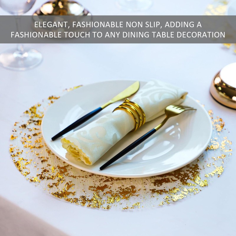 MAXQUU 1 Piece Of Golden Glitter Tablecloth, 6 Piece Of