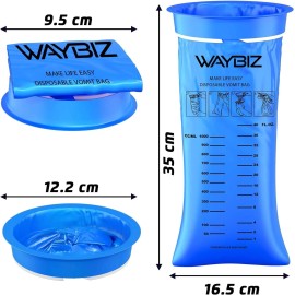 WAYBIZ Vomit Bags 16 Pack 1000 ml, Non-Transparen