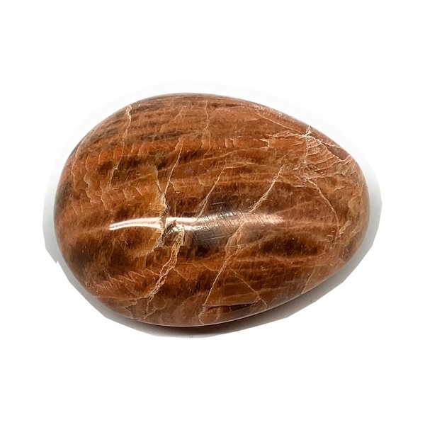 91.8g, 2.1x1.7"x1.1" Natural Untreated Peach Moonstone Palm-Stone Crystal Polished Galet