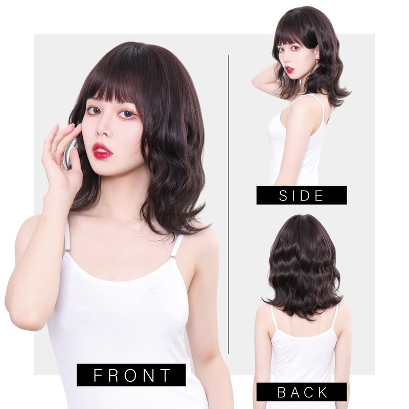 TefuRe H-6132-Nbk Wig, Medium, Long Bangs, Wig, Women, Loose Wave,