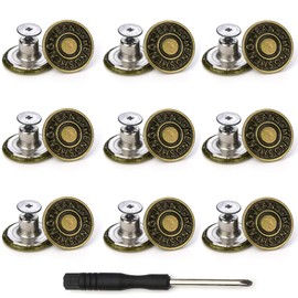 Arokimi Jeans Buttons Replacement, Instant No Sew Buttons for Pants with Tool,17MM