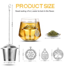 Tea Infusers for Loose Tea 3 Sets Loose Leaf Tea Steeper Tea Strainer Stainless Steel Tea Ball for Loose Tea Holder Tea Mesh Strainer Tea Filters with Drip Trays and Pendant (Plant Style)