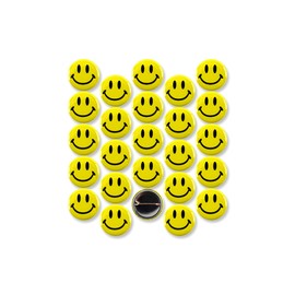 Smiley Face Pinback Buttons – Classic Round Badge, Durable Metal with Secure Pinback, Ideal for Backpacks and Clothing – Emoji Novelty Pins for Parties, Giveaways and Everyday Wear, 1 Inch (25 Pack)