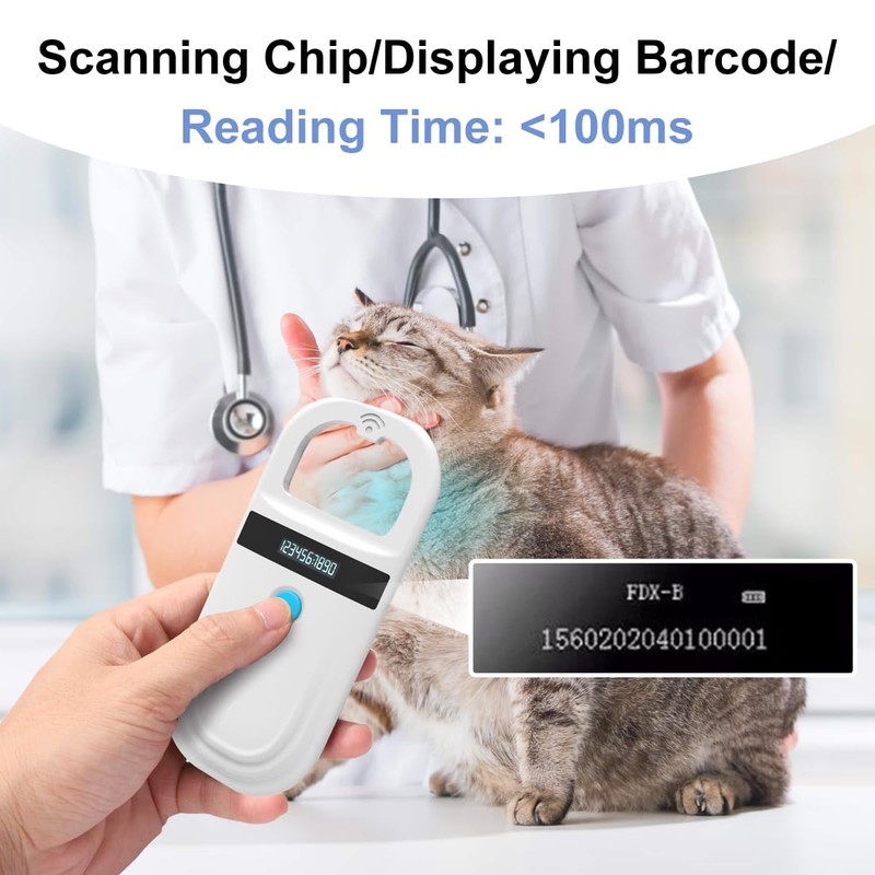 AHANIN Microchip Scanner, Rechargeable Portable Dog Microchip Scanner, 134.2KHz FDX-B