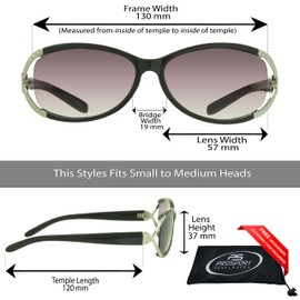 proSPORT Reading Sun Glasses +2.50 Tinted Smoke Lens Black with Silver Frame and Brown frame with Gold with Rhinestones for Women