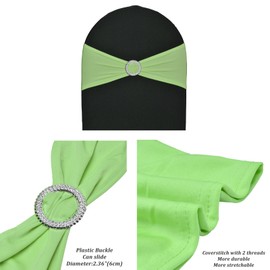 SweetEasy 10pcs Lime Green Stretch Chair Sashes spandex for Wedding Parties Banquet Decorations Elastic Chair Covers with slider Buckle Engagement hotel Event Birthday bridal shower