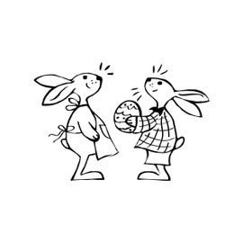 Newstamps Stamp Two Rabbit Motif Stamps Large Wooden & Rubber for Card Making, Wooden Stamp, Easter, Easter Card, Easter Bunny, Scrapbook, Textile Stamp, Decoration, Children