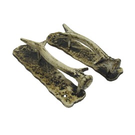 Treasure Gurus Cast Iron Deer Antler Sliding Door Handle Set Metal Drawer Pull Hunting Cabin Home Decor