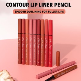 12PCS Matte Lip Liners Set – Waterproof, Long Lasting Lip Liner and Lipstick – Smudge-Proof Gloss Set with 12 Nude Contour Shades for Women Precision Pen for Good Contouring