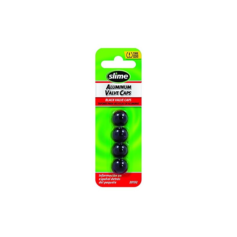 Slime 20132 Black Aluminum Valve Stem Cap, (Pack of 4)