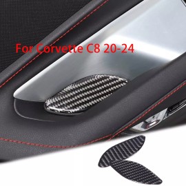 auguisy-motortrim For Corvette C8 2020-2024 Door Storage Box Slot Trim Mat 2pcs Soft Carbon Fiber