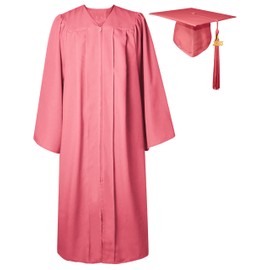 GraduatePro Graduation Talar Doctor's Hat and Tassel 2020 for College and Bachelor Academic 12 Colours - pink, size: l