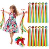 12 Pcs Rainbow Dance Ribbons for Kids with Bells Elastic