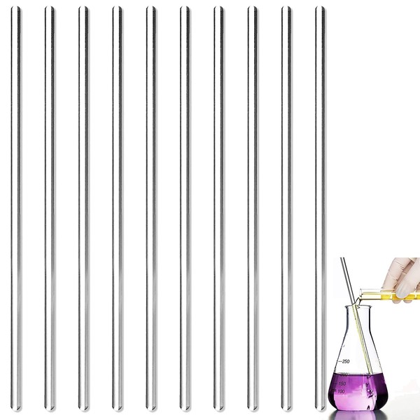 Pack of 10 Glass Stirrers, 20 cm Reusable Glass Sticks,