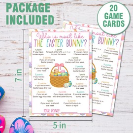 Who Is Most Like The Easter Bunny Game Cards, Colorful Full Print Eggs Easter Day Icebreaker Game For Family, Boys & Girls, Party Favor & Supplies, Set Of 20 (A05)