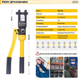 Hydraulic Crimping Tool,12 Ton Wire Crimping Tool Kit, 8 AWG-250 MCM, Cable Crimping Tool, Hand Operated Hydraulic Crimping Tool Kit，Wire Rope Electrical Terminal Wire and Cable Crimper with 8 dies