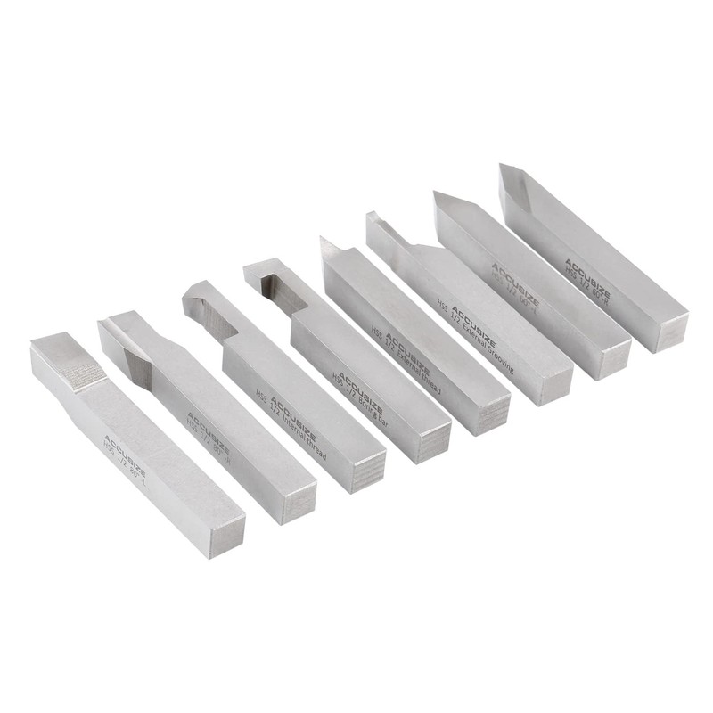 Accusize Industrial Tools 1/2'' 8 Pcs Hss Tool Bit Set,