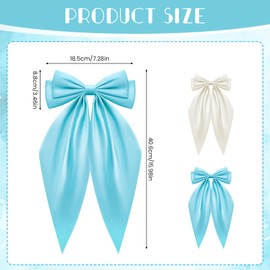 2PCS Big Bow Hair Clips Big Bow Barrettes Chiffon French Bowknot with Long Tail Soft Satin Silky Hair Bows Solid Color French Barrette Hair Fastener Accessories Cute Gifts for Women Girls