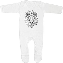 Azeeda 3-6 Month 'Leo Lion' Baby Romper Jumpsuit/Sleep Suit (SS00079636) White