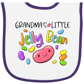 inktastic Grandma's Little Jellybean Cute Easter Candy Baby Terry Cloth Bib White and Purple 3a4ec