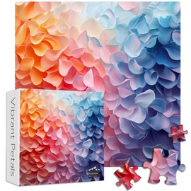 Gradient Flower Puzzles for Adults 1000 Pieces, PICKFORU Rainbow Floral Petal Puzzle, Colorful Spring Nature Art Theme as Home Wall Art