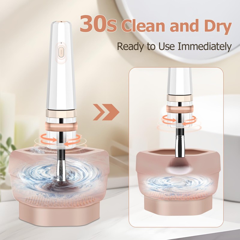Portable Electric Makeup Brush Cleaner Machine with Foldable Silicone Cleaning